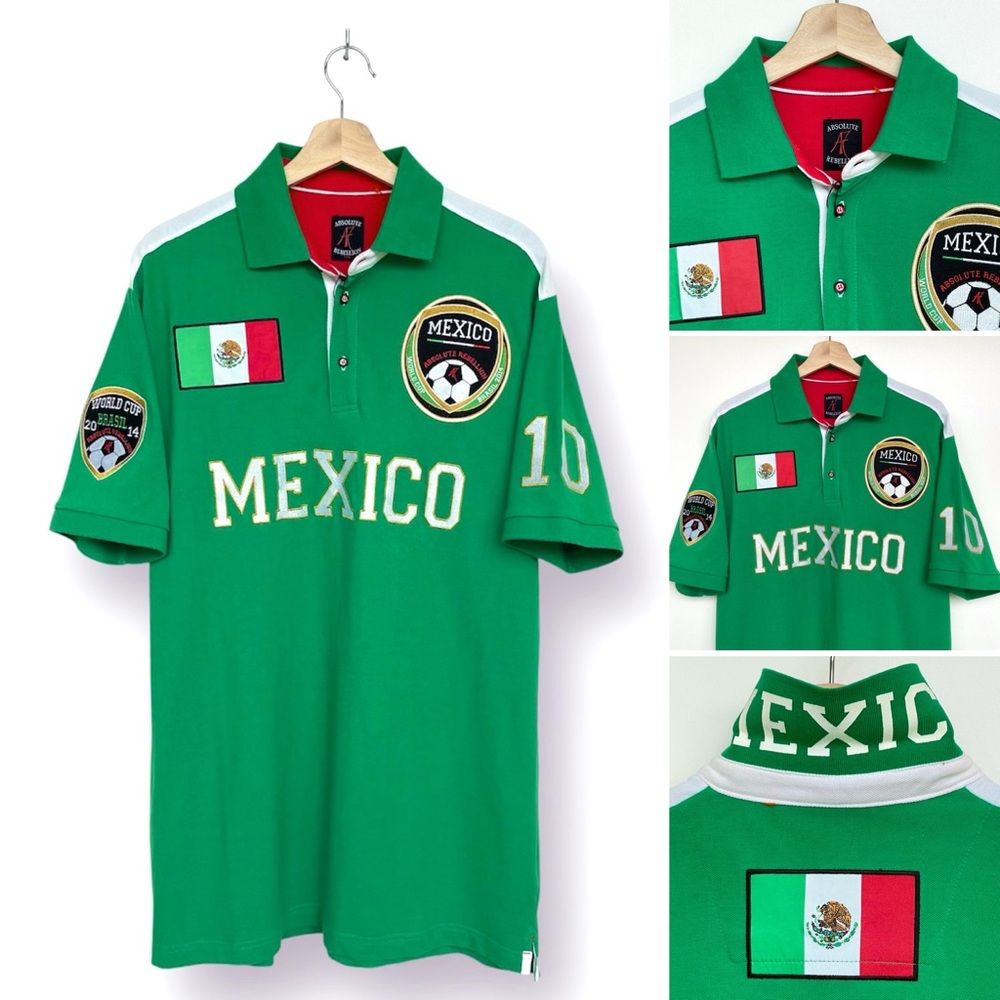 Absolute Rebellion Polo Word Cup Brasil 2014 Mexico Short Sleeve Stretch - Picture 14 of 16